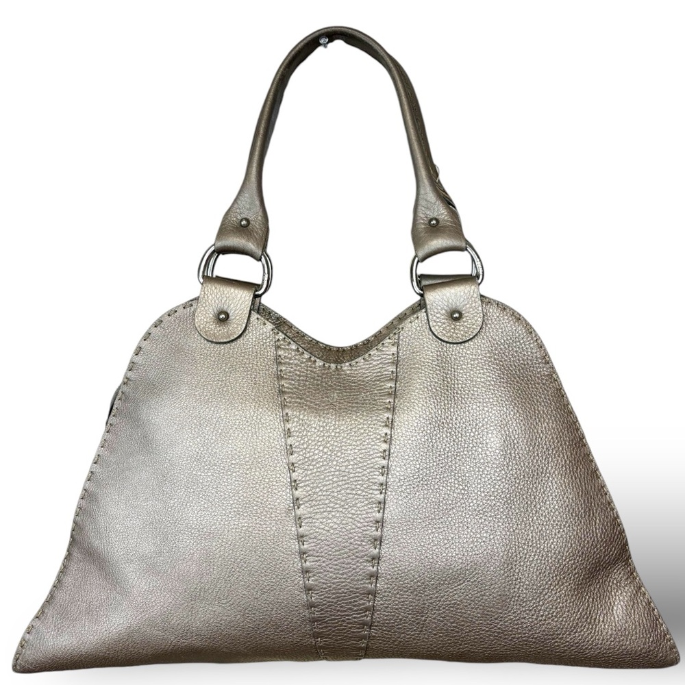 FENDI selleria diavolo trapezio shoulder bag Devil Bag leather metallic neutral